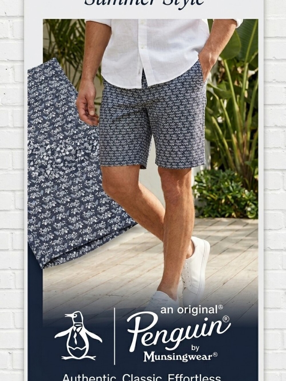 Patterned Navy and White Floral Shorts